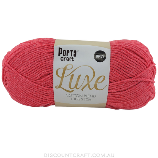 Luxe Cotton Blend Yarn 100g 220m 8ply - Coral