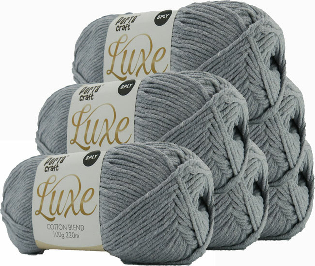 Luxe Cotton Blend Yarn 100g 220m 8ply - Overcast