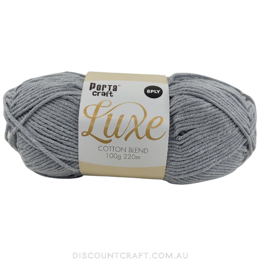 Luxe Cotton Blend Yarn 100g 220m 8ply - Overcast