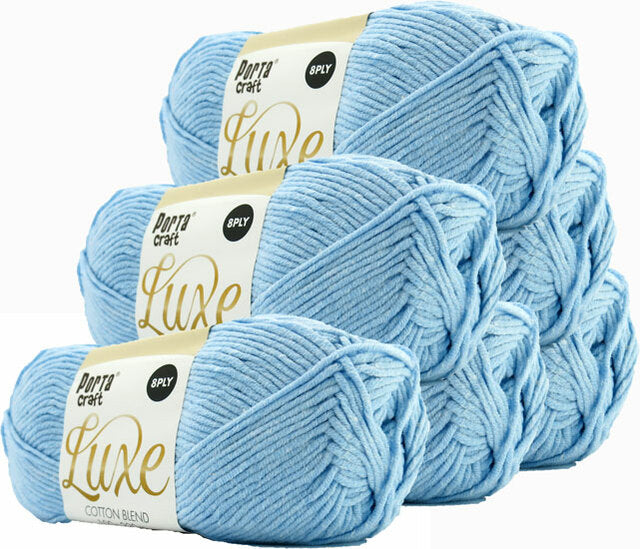 Luxe Cotton Blend Yarn 100g 220m 8ply - Sky Blue