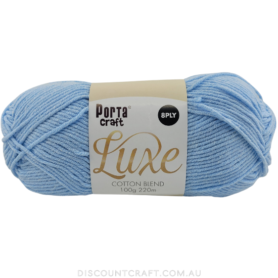 Luxe Cotton Blend Yarn 100g 220m 8ply - Sky Blue