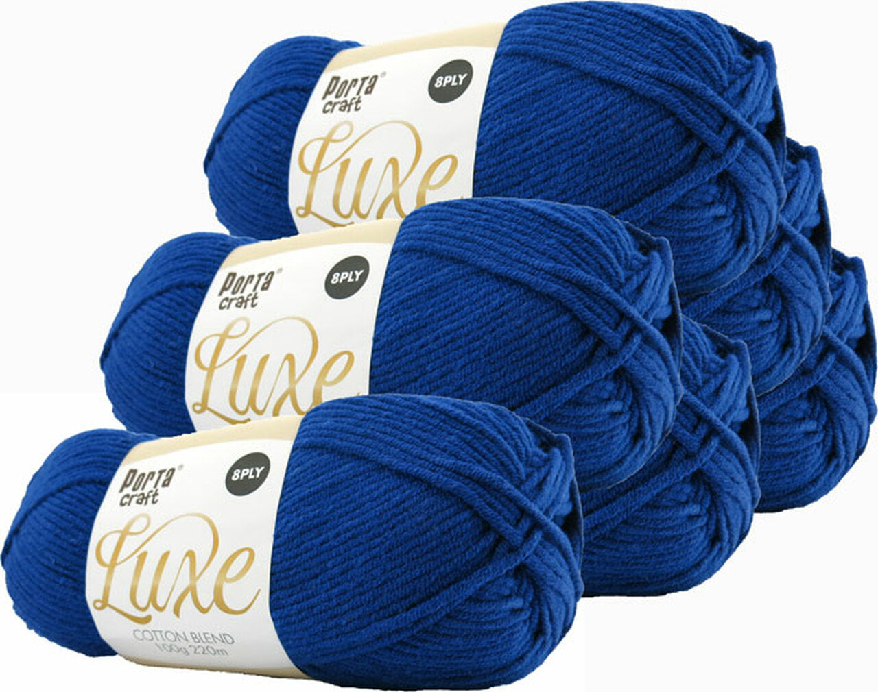 Luxe Cotton Blend Yarn 100g 220m 8ply - Navy