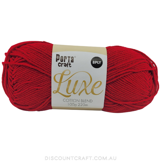 Luxe Cotton Blend Yarn 100g 220m 8ply - Mailbox Red