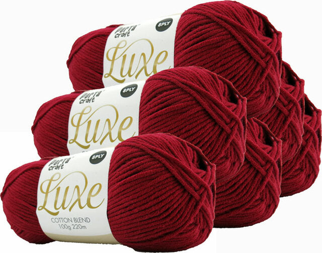 Luxe Cotton Blend Yarn 100g 220m 8ply - Ruby