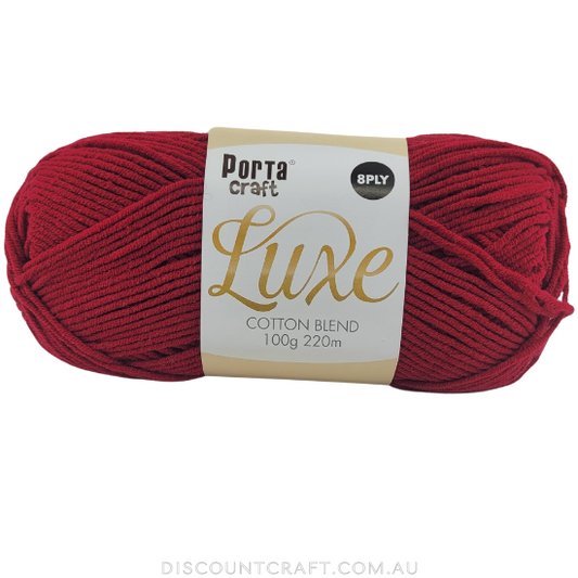 Luxe Cotton Blend Yarn 100g 220m 8ply - Ruby