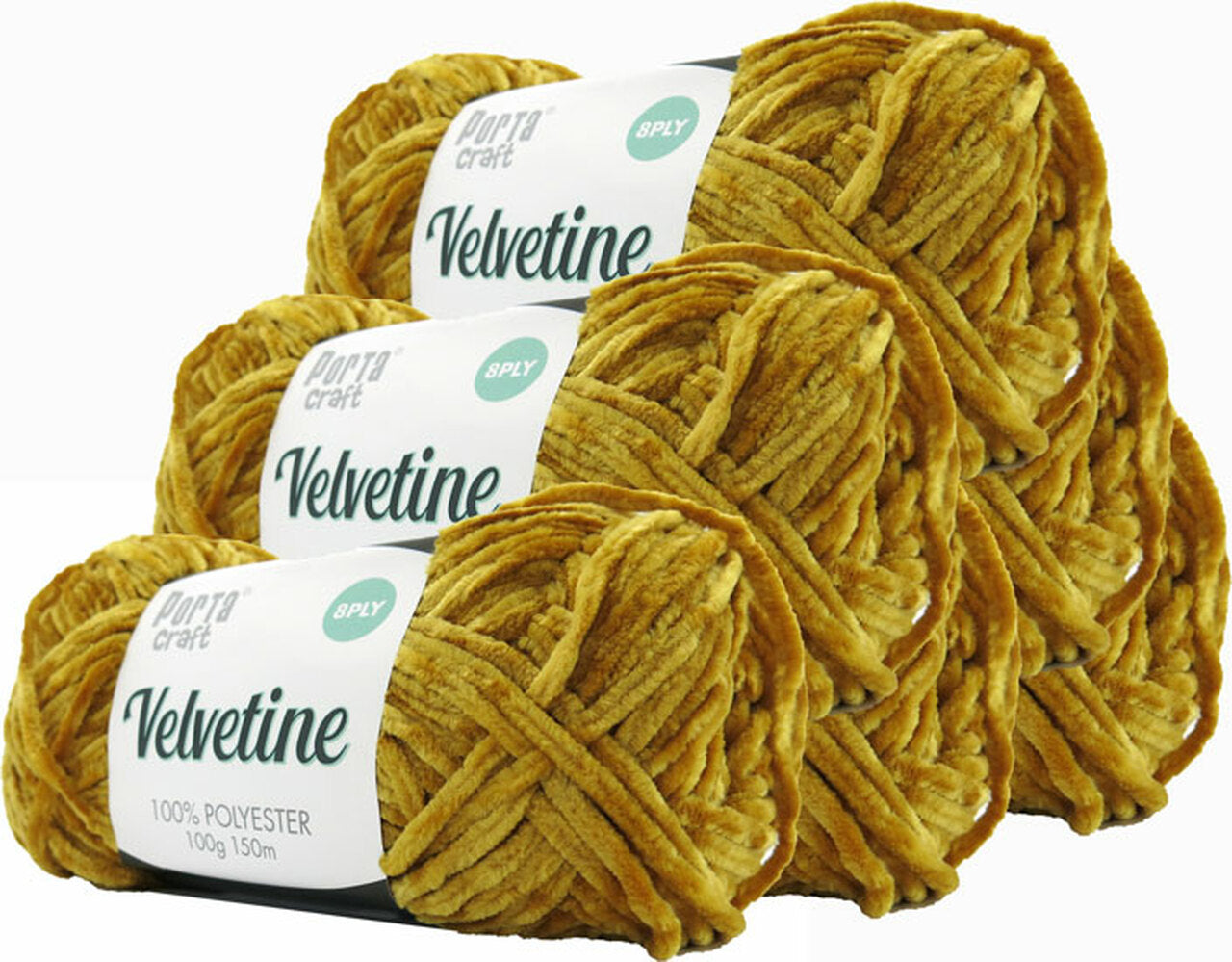 Velvetine Yarn 8ply 100g - Mustard