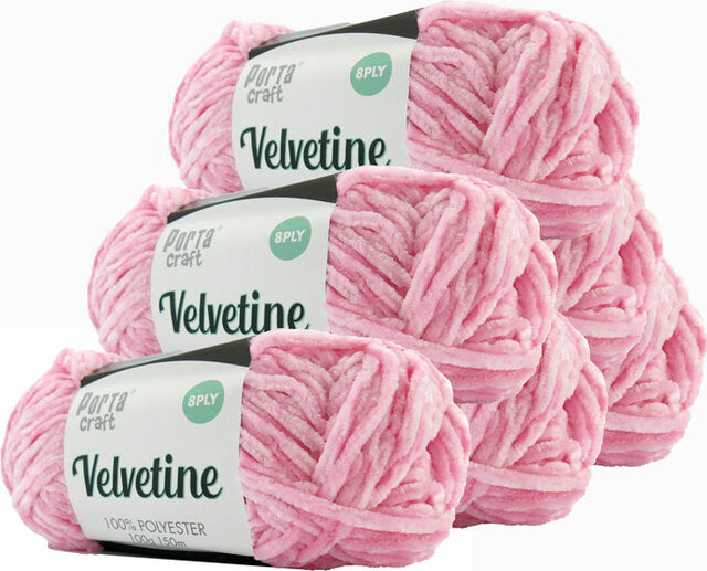 Velvetine Yarn 8ply 100g - Baby Pink