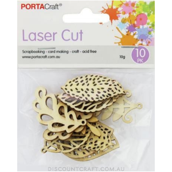 Laser Cut Shapes  45x25mm 10pk - Leaves