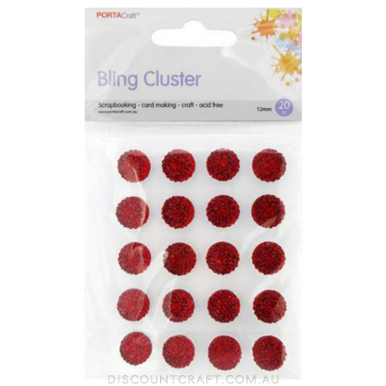 Bling Cluster 12mm 20pc - Red