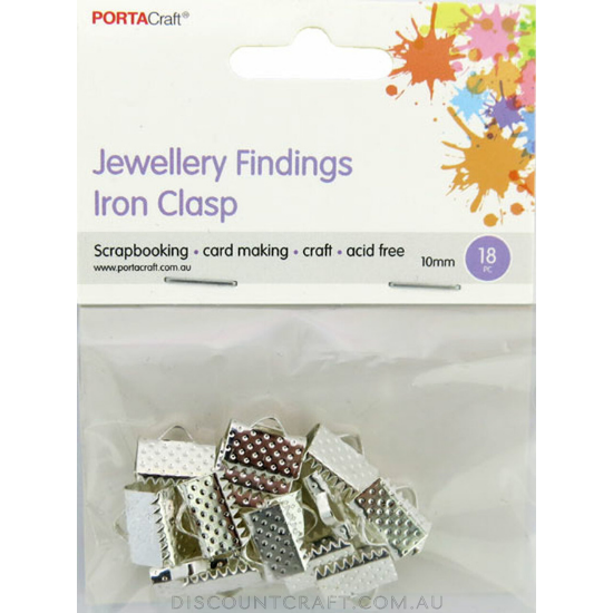 Iron Clasps 10mm 18pk - Silver