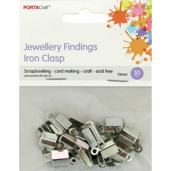 Iron Clasps 13mm 30pk - Silver