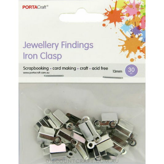 Iron Clasps 13mm 30pk - Silver
