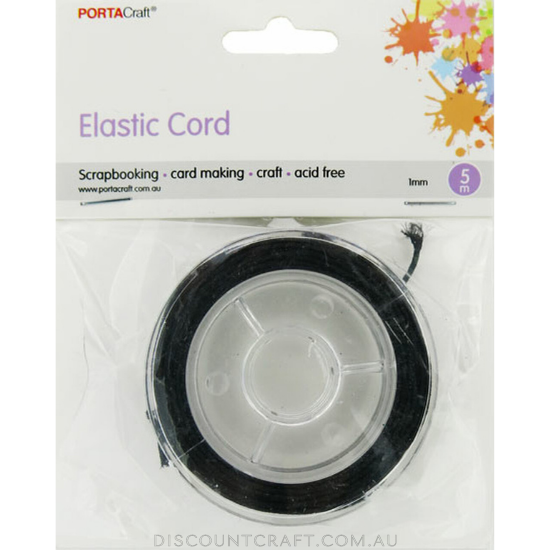 Bead & Jewellery Cord Elasticated  1mm 5m - Black