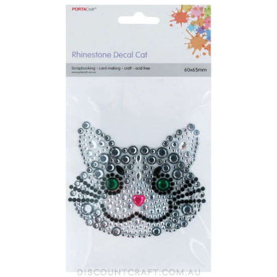 Rhinestone Decal Cat Head 60x65mm