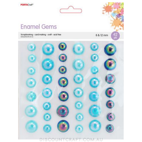 Enamel Gems 8&12mm 42pk - Blues