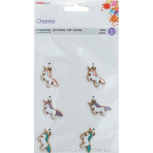 Charms Metal 6pc 22mm - Unicorn