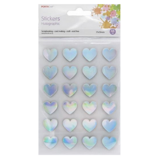 Heart Holographic Stickers 17x15mm 48pk