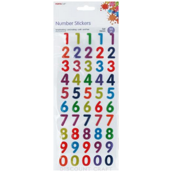 Number Gel Stickers 14mm 50pk