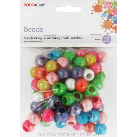 Beads  8mm  40g Round - Pearlescent Multicolour