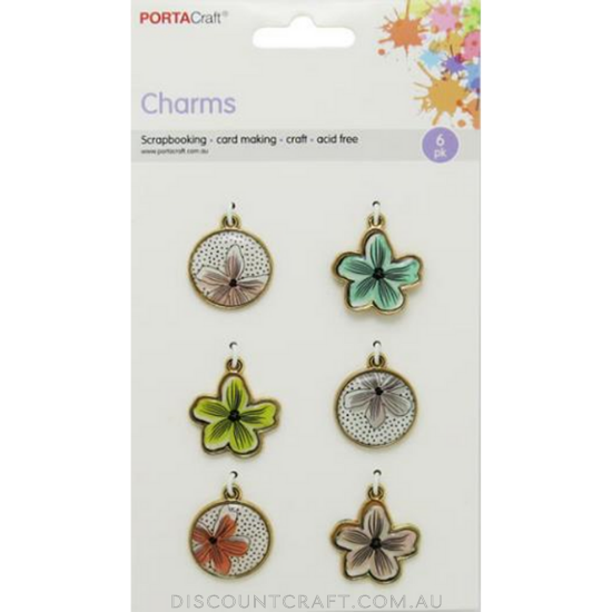 Charms Metal 6pc - Floral