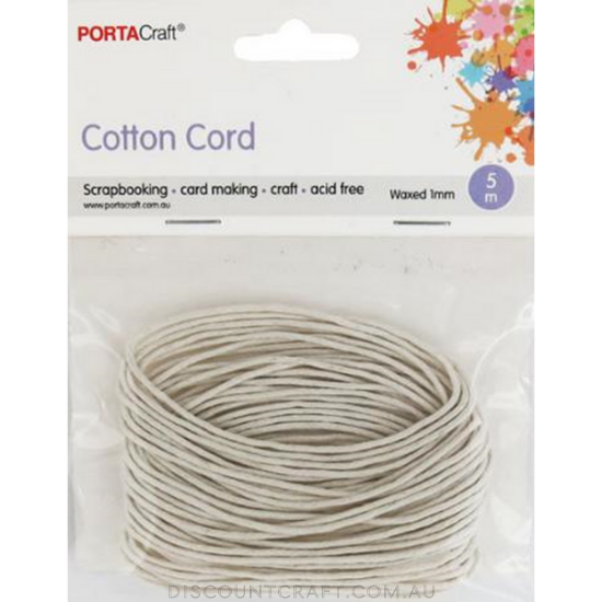 Cotton Cord Waxed 1mm 5m - Ivory