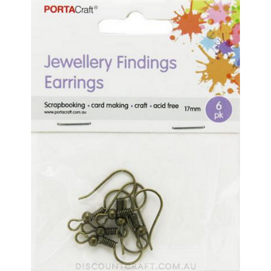 Brass Earring Hooks 17mm 6pk