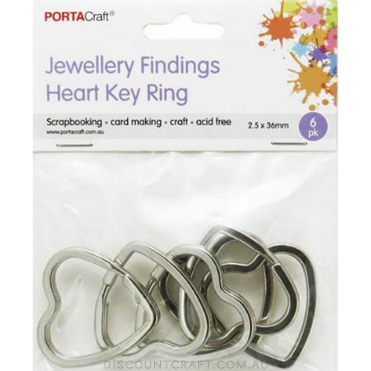 Split Rings 36mm 6pk - Heart Shaped