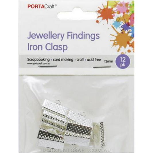 Iron Clasps 12mm 12pk - Silver