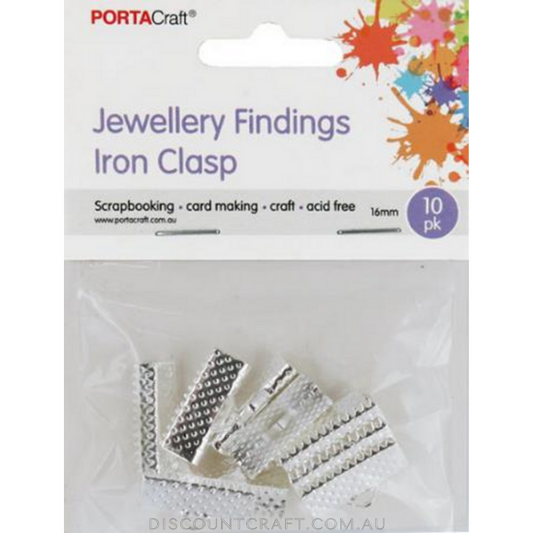 Iron Clasps 16mm 10pk - Silver