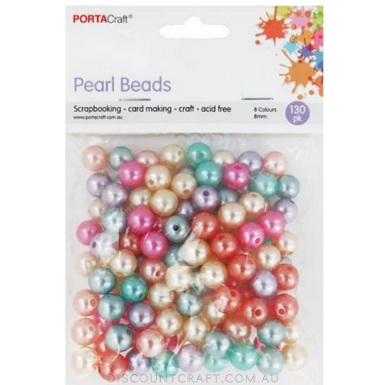 Beads  8mm 130pc Round - Pearlescent Pastels