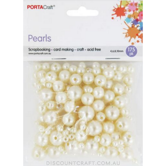 Beads  4,6,8,10mm 175pc - Round Pearl