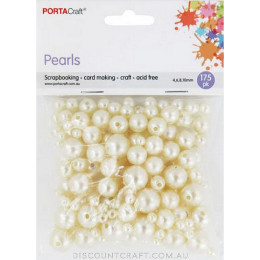 Beads  4,6,8,10mm 175pc - Round Pearl