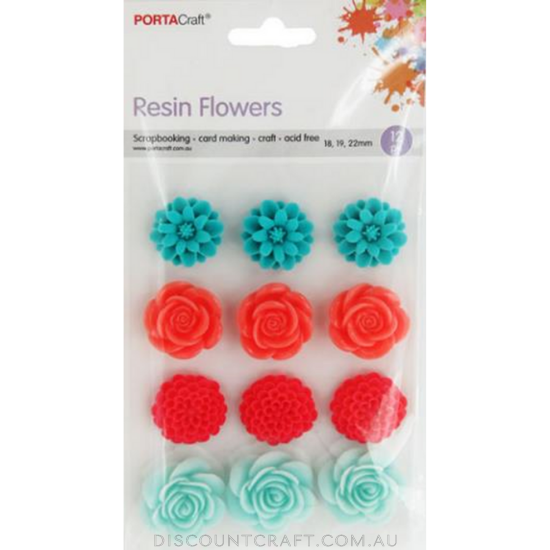 Resin Flowers 18,19,22mm 12pk - Pastel