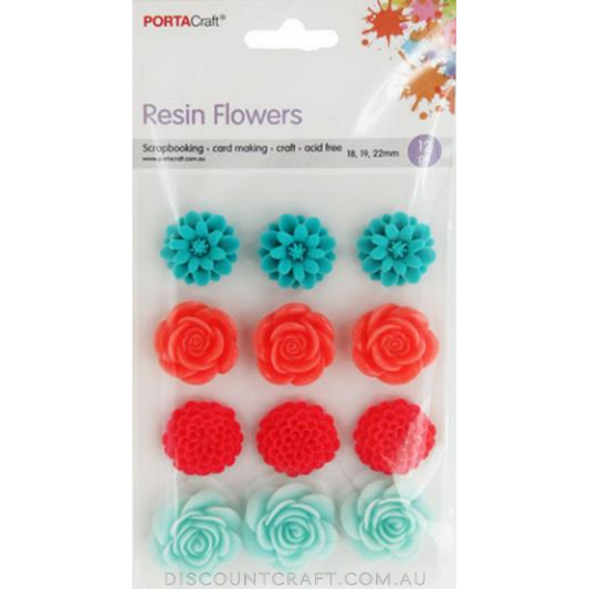 Resin Flowers 18,19,22mm 12pk - Pastel