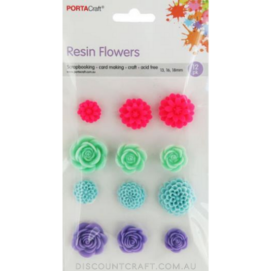 Resin Flowers 13,16,18mm 12pk - Solid