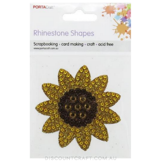 Rhinestone Decal Sunflower 52mm with Glitter