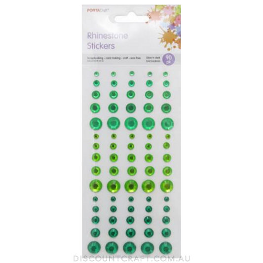Rhinestone Sheet Multi  2,4,5,6,8mm 90pc - Greens