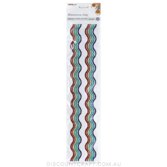 Rhinestone Borders 19mm 30cm 2 Strips Rainbow Waves