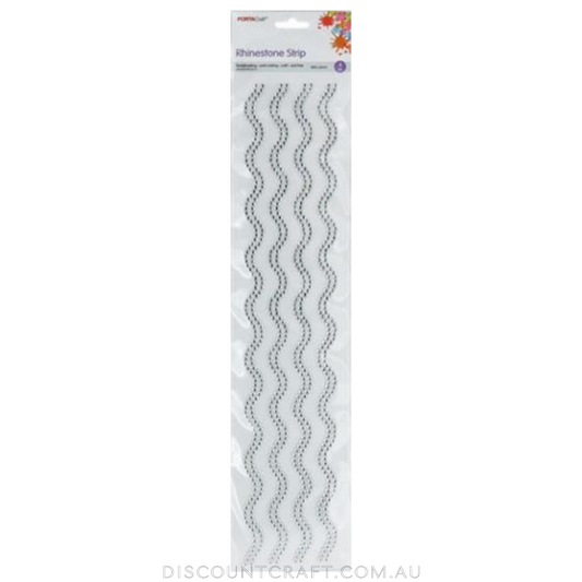 Rhinestone Borders  6mm 30cm 4 Strips - Waves Clear