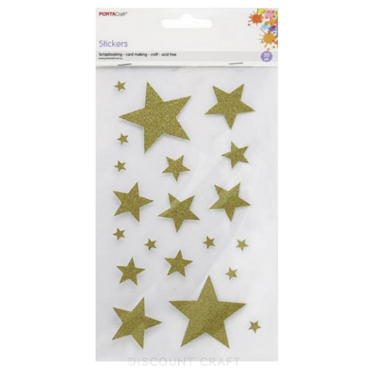 Glitter Stickers 20pk Stars - Gold