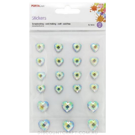 Rhinestone Sheet Hearts 10,16mm 22pc Multi Facet