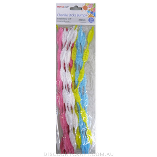 Chenille Stems Bumpy 20pc - Multi Pastels