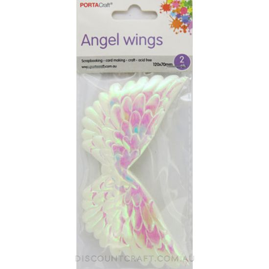 Puffy Angel Wings 120x70mm 2pk - Iridescent - Discount Craft