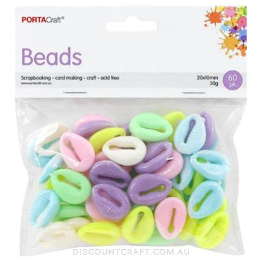 Faux Shell Beads 20x10mm 60pk - Pastel Colours