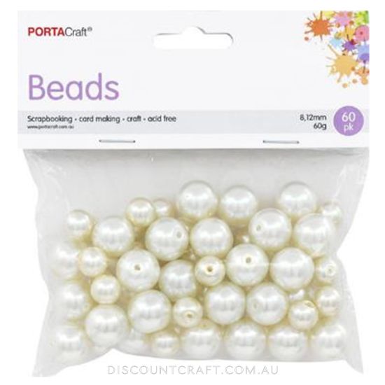 Round Pearl Beads 8 & 12mm 60pk