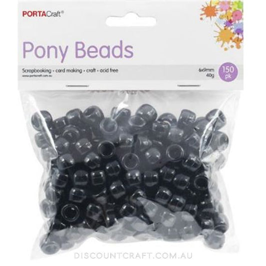 Black Pony Beads 6x9mm 150pk