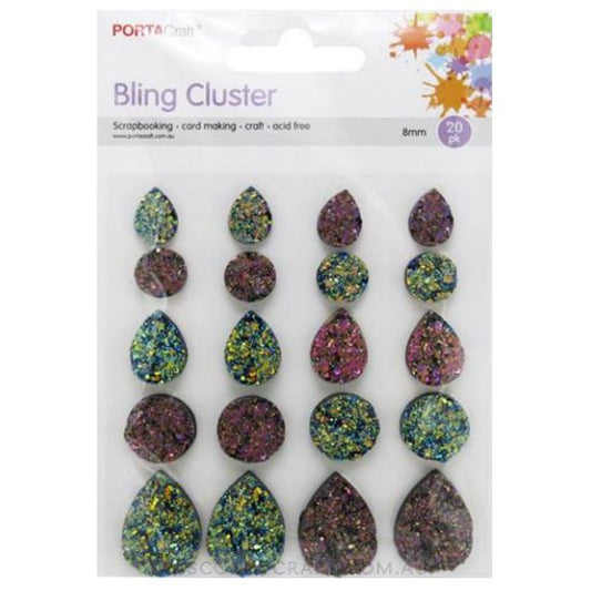 Bling Cluster 20pc - Blue/Pink Druzy