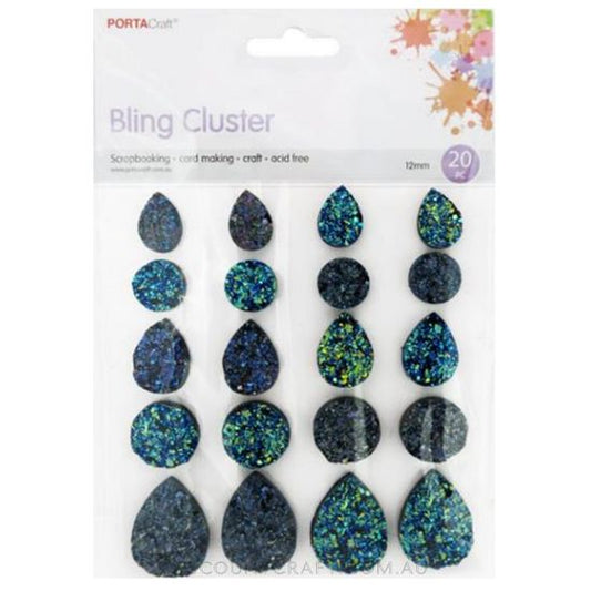 Bling Cluster 20pc - Blue/Purple Druzy