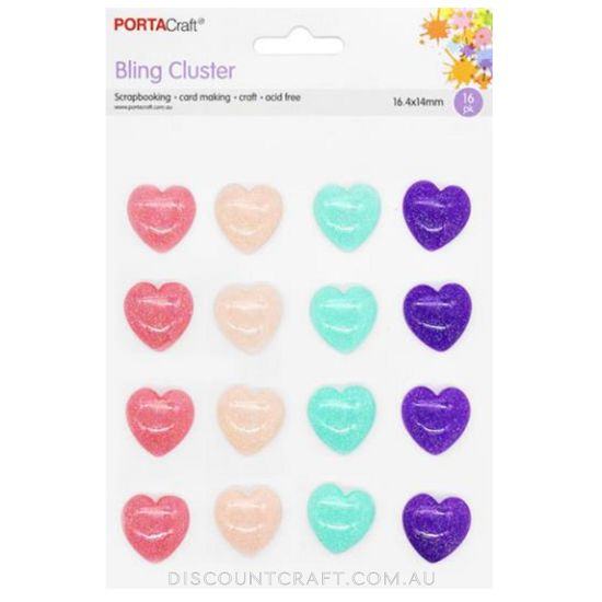 Acrylic Shimmer Hearts 16mm 16pk - Rainbow