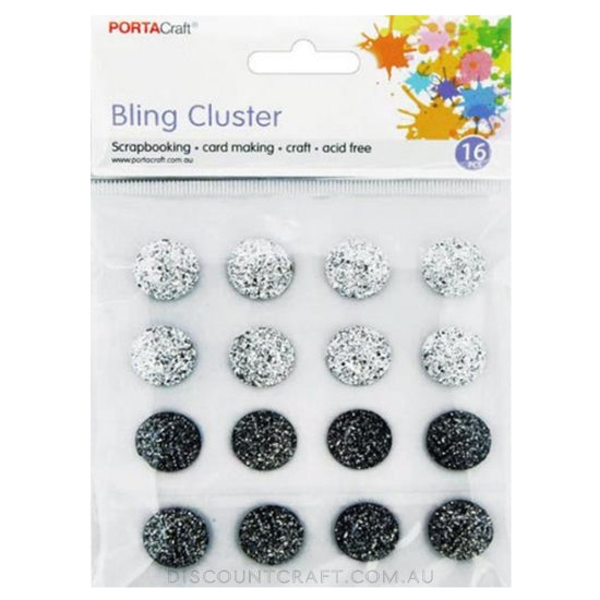 Bling Cluster 14mm 16pc - Clear & Grey